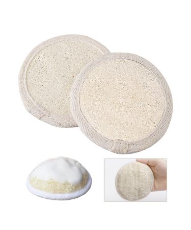 100% natural Loofah Pads, Face Exfoliator Pad Scrubber Handheld Luffa Pad Sponges Suitable for bathing, showering, spa facial cleansing available for men and women (2pcs) 2 Count (Pack of 1)