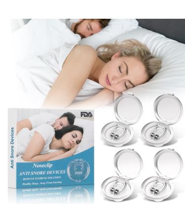 Anti Snoring Nose Clips Effective Flexing Silicone Magnetic Anti Snoring Devices Nasal Dilator Help Stop Snoring Reusable Snore Nasal Dilators Quieter Restful Sleep (4PCS)