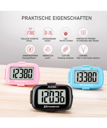 AVTREK Precise 3D Mini Pedometer - Ideal for Walking Running & Hiking - Compact & Lightweight Black - Buy Online on GoSupps.com