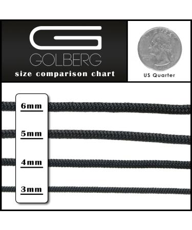 Golberg Premium Polyester Accessory Cord - USA Made Smooth Braid, Minimal Stretch Rope - 6mm x 50 Feet - Compact & Lightweight Black Cord - Buy Online on GoSupps.com