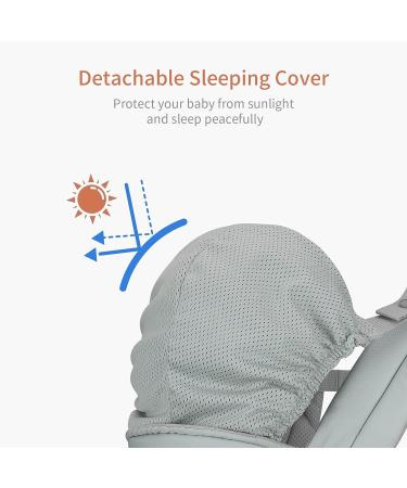 Ergonomic 6-in-1 Baby Carrier with Hip Seat and Detachable Hood - Grey | Newborn to Toddler | 5-36 Months | Adjustable Size - Buy Online on GoSupps.com