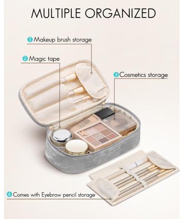 Vlando Travel Makeup Bag Small Pouch for Purse Portable Makeup & Accessories Cosmetics - Silver - Buy Online on GoSupps.com