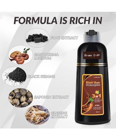 Meidu Brown Hair Dye Shampoo 3 in 1 | Semi-Permanent Gray Hair Coverage | Herbal Plant Formula for Men & Women | 16.9 Fl Oz - Buy Online on GoSupps.com