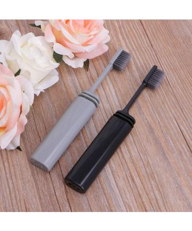 Travel Toothbrush with Cover | Bulk Black Camping Toothbrush & Toothpaste Set - Buy Online on GoSupps.com
