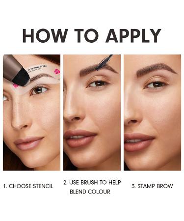Eyebrow Stamp Stencil Kit - 24 Reusable Stencils for Perfect Natural Brows - Long-Lasting, Waterproof Trio Kit in Medium Brown - Buy Online on GoSupps.com