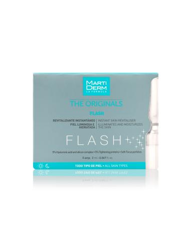 Martiderm Flash Ampoule for Women and Men with Hyaluronic Acid Silica Complex and Tightening Proteins for Moisturising Renewing and Inmediate Lifting Effect 5 Ampoules.