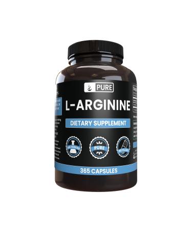 Pure Original Ingredients L-Arginine (365 Capsules) No Magnesium Or Rice Fillers Always Pure Lab Verified 365 Count (Pack of 1)