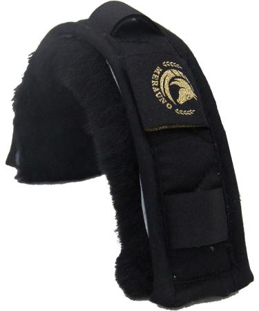 Merauno Neck Saver - Lambskin Horse Neck Protection | Real Fur Halter & Bridle Strap Cover | Black 32x5 cm - Buy Online on GoSupps.com