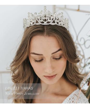 LIHELEI Crystal Crown Tiara - Vintage Silver Queen Crown for Wedding, Princess Tiara for Girls - Ideal for Halloween Costume and Birthday Party - Buy Online on GoSupps.com