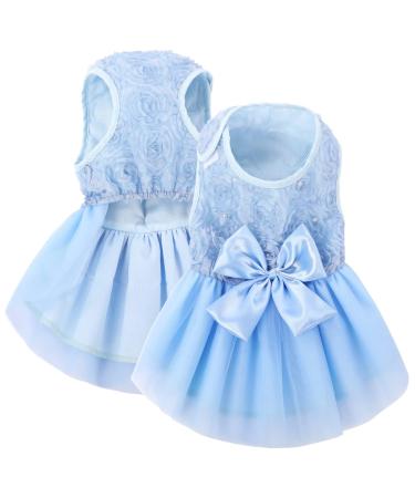 Asenku dog dress pet wedding dress princess lace puppy birthday party outfit formal clothing girls for small medium dog cats blue l l blue - Buy Online on GoSupps.com