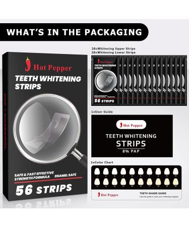 Professional Non-Sensitive Teeth Whitening Kit - Hot Pepper Coconut Strips | 56 Strips, 28 Treatments | Remove Coffee & Tea Stains - Buy Online on GoSupps.com