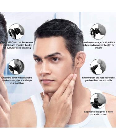 Hair Clippers Men 5-in-1 Rechargeable Shaver Beauty Kit Nose Hair Trimmer Hair Clipper Electric Shaver Facial Cleansing Brush for Men - Buy Online on GoSupps.com