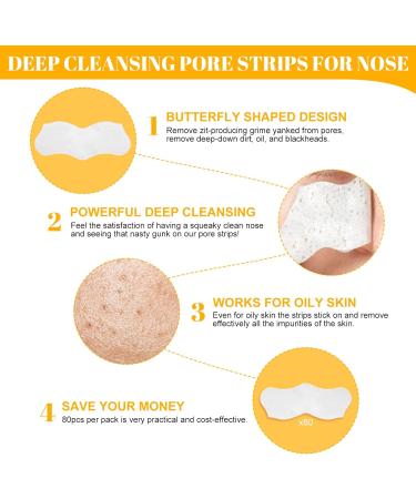 Nose Strips 80 Packs Blackhead Remover Pore Strips Blackhead Pore Strip Deep Cleansing Nose Strips for Clearer Skin White - Buy Online on GoSupps.com