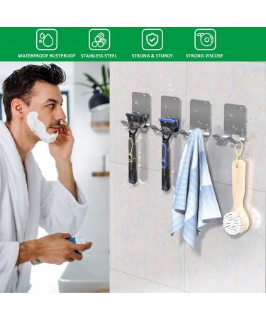 Boxing Razor Bracket Shower Set - 4 Stainless Steel Self-Adhesive Multi-Purpose Hooks for Bathroom Bedroom & Kitchen | No Drilling Required - Buy Online on GoSupps.com