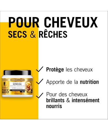 Schwarzkopf - GLISS - 4in1 Mask - Nutrition - Marula Oil - Haptiq System - Creates Micro-Capillary Bonds - Dry and Coarse Hair - Intense Care - Nourishes & Repairs - 400ml - Buy Online on GoSupps.com