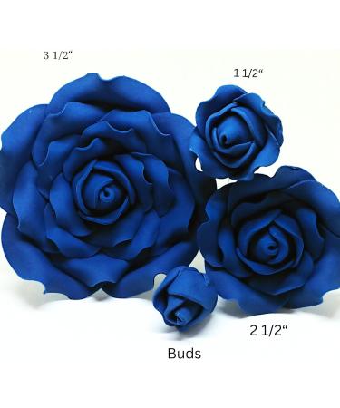Sugar roses royal blue *4 sizes* wired flower cake decoration topper (1 1/2" royal blue x 5) - Buy Online on GoSupps.com