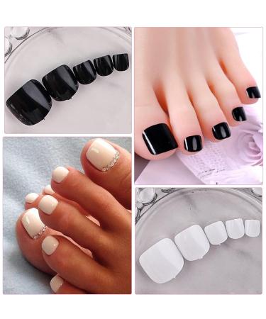 576pc Colored Press on Toenails Short Square Fake Toe Nails - LoveOurHome Glossy Full Cover Artificial False Toenail French Pedicure Decor - 24 Colors for Women & Teens - Buy Online on GoSupps.com