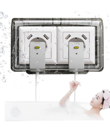 Type 86 duplex sockets outside rain protection waterproof exterior socket waterproof socket protection covers 20.7x12.7x8cm double socket on the outside with lock for socket coverage