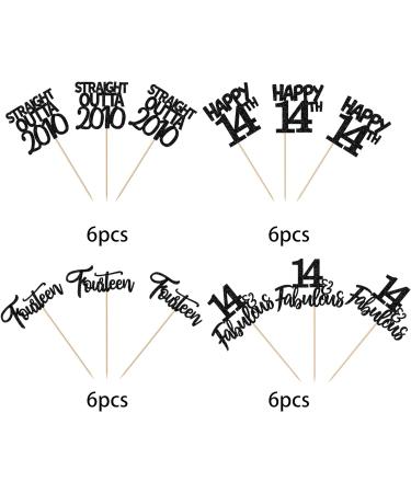 24 Pack Straight Outta 2010 Cupcake Toppers Happy 14th Birthday Fourteen Awesome Since 2010 Cupcake Picks 14 Fabulous Cake Decorations for 14th Birthday Anniversary Party Black 14th Black - Buy Online on GoSupps.com