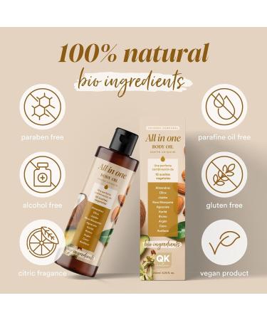 QKnatur - All in One Oil Body Oil for Skin Care - 200ml - Formulated with 10 Plant-Based Oils | Improves the Appearance of Scars | Spot & Stretch Mark Prevention - Buy Online on GoSupps.com