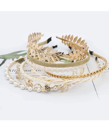 Gold Pearls Butterfly Flower Headbands Set for Women - Bridal Wedding Hair Accessories - Buy Online on GoSupps.com