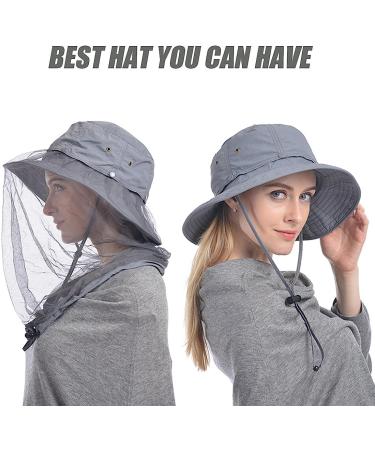 USHAKE Safari Hat with Hidden Net Mesh - Grey | Sun Protection Bucket Hat for Outdoor Activities - Buy Online on GoSupps.com