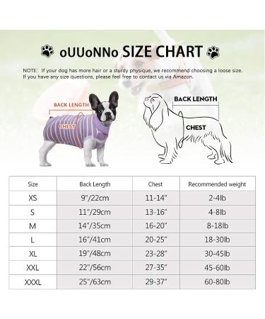 Ouuonno XXL Purple Striped Recovery Suits for Dogs & Cats | Surgical Anti-Lick Vest for Abdominal Wounds & Skin Conditions - Buy Online on GoSupps.com