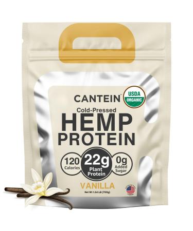 Organic Hemp Protein Powder, Plant Based and Vegan Protein Shake, Lactose and Dairy Free, Gluten Free, Clean and Natural- Vanilla (20 Servings) Vanilla 1.56 Pound (Pack of 1)