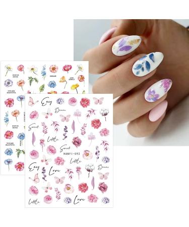 JMEOWIO 9 Sheets Spring Flower Nail Art Stickers Decals Self-Adhesive Colorful Summer Floral Nail Supplies Nail Art Design Decoration Accessories - Buy Online on GoSupps.com