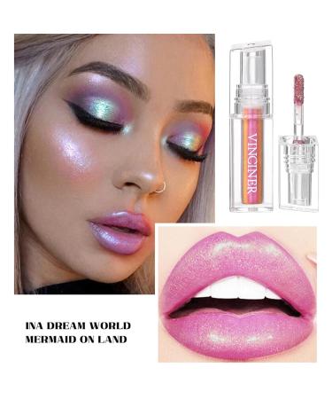 Buy Pink Glitter Lipstick | Diamond Metallic Shimmering Liquid Lipstick | Long-Lasting Smudge-Proof Gloss | Aurora Glossy Makeup - Buy Online on GoSupps.com
