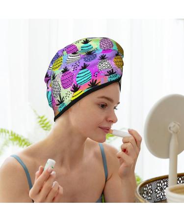 Hair Towel Wrap - Quick Drying Hair Turban with Button | Graffiti Pineapples Design - Buy Online on GoSupps.com