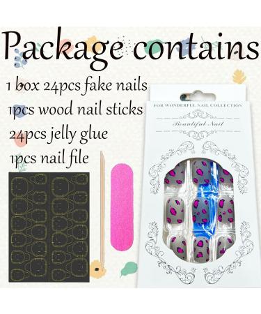 24PCS Matte Leopard Press On Nails - Short Square Fake Nails | Frost Grey Acrylic Glue-On Nails for Women & Girls - Ballerina Manicure Animal Print Designs - Buy Online on GoSupps.com
