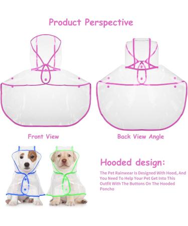 Petcute Waterproof Dog Raincoat with Hood - Transparent PVC Breathable Button Closure for Medium & Large Dogs - L Pink - Buy Online on GoSupps.com