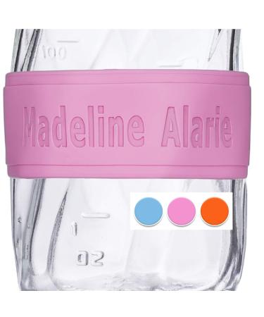 Custom Baby Bottle Labels for Daycare Pink Blue or Orange 4 Pack Sippy Cup Labels Personalized Bands