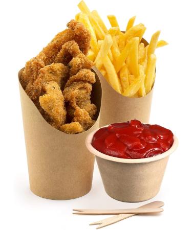 100 Pcs 4oz Bagasse Fiber Condiment Cups with Lids - Disposable Sauce Containers for Snacks and Dressings - Buy Online on GoSupps.com