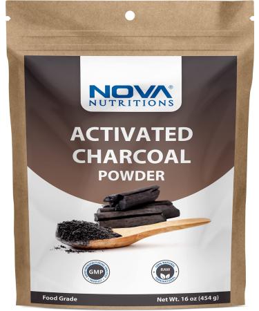 2 Pack Nova Nutritions Activated Charcoal Powder 16oz - Food Grade Teeth Whitening & Oral Health Support - Buy Online on GoSupps.com