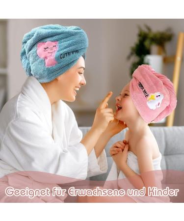 Fast Drying Microfiber Hair Towel Set - 4 Colors with Button | Super Absorbent Hair Turban for Women & Girls - Perfect for Salon Travel & Bath - Buy Online on GoSupps.com
