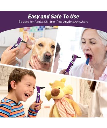 Scian Otoscope Kit - LED Light Ear Scope 3X Magnification with 4 Speculum Tips - Mini Pocket Diagnostic Ear Care Tool for Kids, Adults, Pets - Purple - Buy Online on GoSupps.com