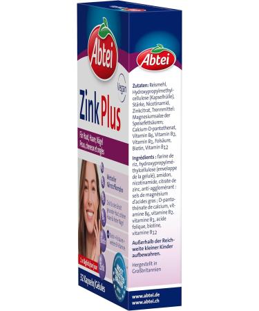 Abbey Zinc Plus - Nutrient for Healthy Skin Strong Hair & Nails | Biotin & Folic Acid | 32 Capsules - Buy Online on GoSupps.com