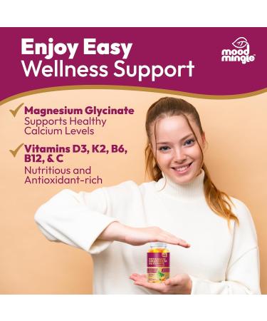 MoodMingle Potassium Magnesium Glycinate Supplement Gummies - High Absorption Potassium Chews - with Calcium Vitamins B6 B12 C D3 K2 Zinc - Vegan Sugar-Free Gluten Free for Kids Adults 60 Count (Pack of 1) - Buy Online on GoSupps.com