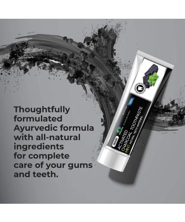 Jagat Activated Charcoal Mint Toothpaste - Fluoride Free Herbal Whitening | Natural Teeth Whitening, 100% Vegan - Pack of 3 (3.5oz X 3) - Buy Online on GoSupps.com