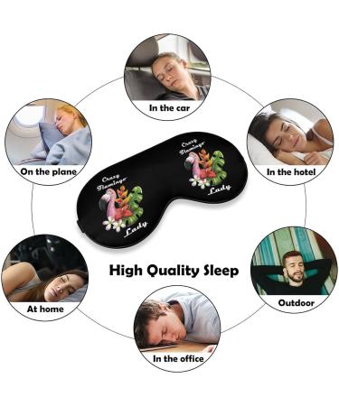 Crazy Flamingo Lady Sleep Mask Eye Cover for Sleeping Blindfold with Adjustable Strap Blocks Light Night Travel Nap for Men Women - Buy Online on GoSupps.com