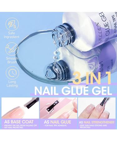 Gellen 240Pcs Almond Nail Tips Clear Fake Nails Kit with UV/LED Lamp and 3-in-1 Glue Gel for Gel Nail Extensions - Nail Art Decorations and Manicure Tools Set - Buy Online on GoSupps.com