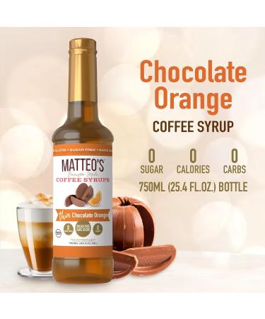 Matteo's Barista Style Sugar-Free Coffee Syrup Chocolate Orange Flavor Zero Calories and Sugar Keto Friendly Ideal for Lattes Cappuccinos Espresso Americano Indulgent Taste 25.4 Oz 1-Pack 750 ml (Pack of 1) - Buy Online on GoSupps.com