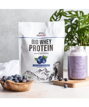 Alpenpower Bio Whey Protein Blueberry 1kg | 100% Natural Additive-Free High-Quality CFM Protein from Organic Alpine Milk - Buy Online on GoSupps.com