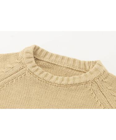 KISLOVE Ribbed Knit Sweater for Toddler Boys & Girls | Winter Chunky Pullover in Beige | Long Sleeve Knitwear Top | Soft Unisex Baby Clothes - Buy Online on GoSupps.com