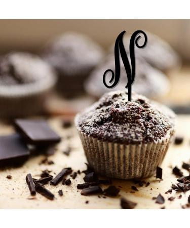 Monogram Letter N Cupcake Toppers Initial Single Letter Name Branches Leaf Romance For Wedding Bridal Shower Party Decorations Choosing Letter Design Color Bridal Shower Gifts 6PCS Style-3 - Buy Online on GoSupps.com