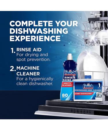 Bundle of Finish Quantum Ultimate Dishwasher Tablets Lemon Scent 85 Tablets + Finish Dishwasher Cleaner Rinse Aid | Scent : Lemon | Size : 400ml | for Ultimate Clean and Diamond Shine - Buy Online on GoSupps.com