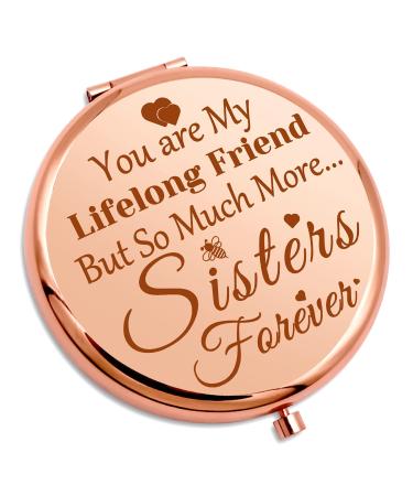 Mothers Day Best Sister Gifts Friend Birthday Gift for Girls Compact Makeup Mirror Friendship Gifts for Women Soul Sisters Best Friend Travel Makeup Mirror Graduation Gift for Her Pocket Makeup Mirror