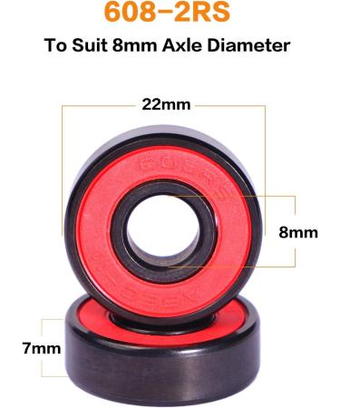 Redsia ABEC 11 Precision Skateboard Bearings 608 2RS with Spaces & Washers - Set of 8 Pcs for Longboard, Mini Cruisers, Scooter, Roller Skates - Buy Online on GoSupps.com